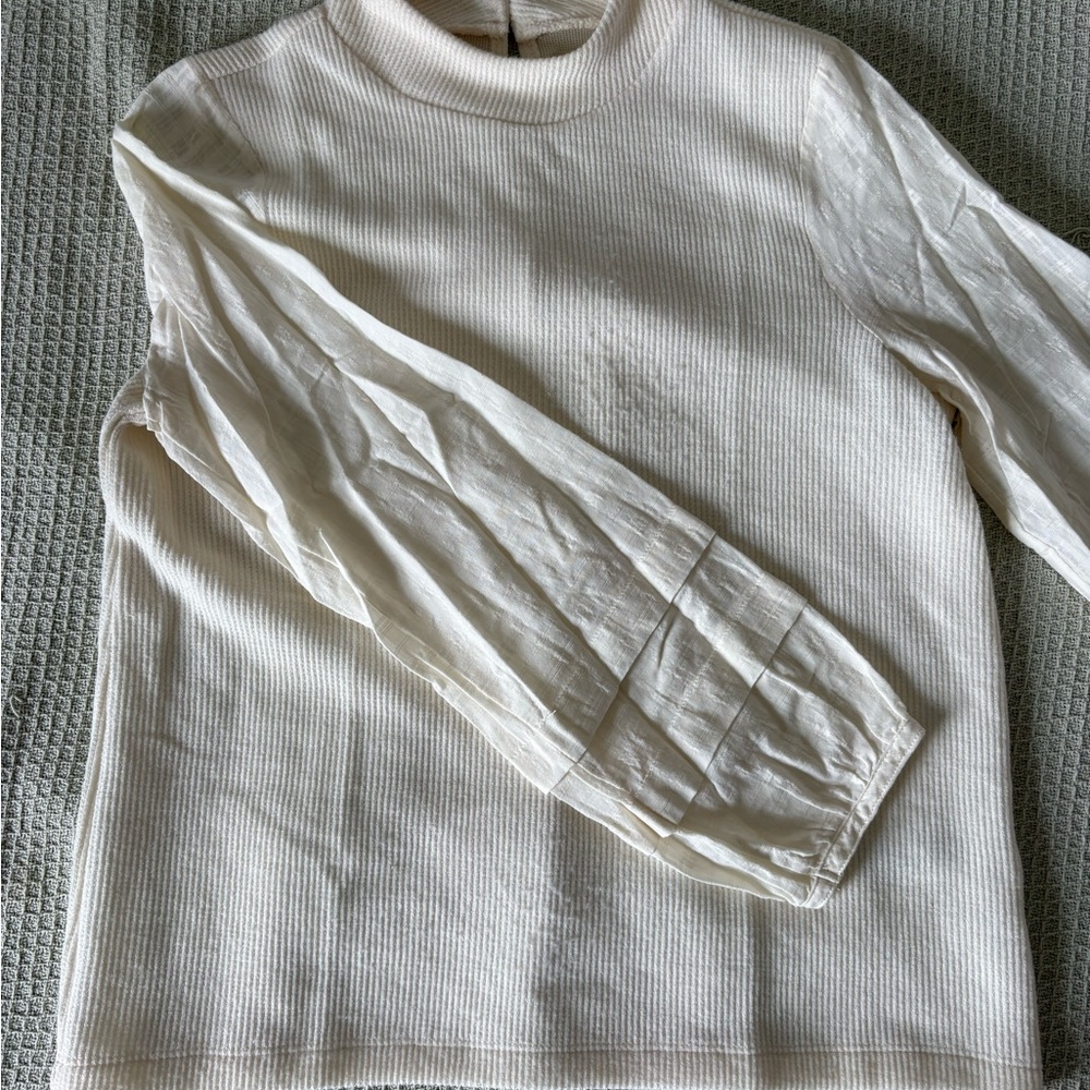 Madewell Cream Ribbed Knit Top
